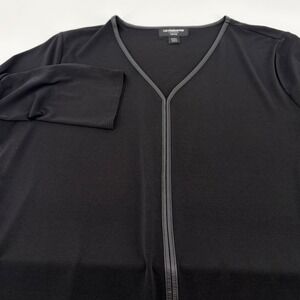 Liz‎ Claiborne Career Petite Black V-Neck 3/4 Sleeve Top PXL